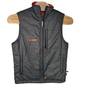 Planet‎ Earth Outerwear Men Medium Gray/Orange Ripcord Waist Chest Pocket Vest